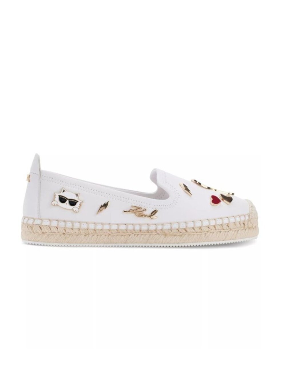 139$ Karl Lagerfeld Michaela Embellished Slip-On Espadrille Flats Size 7.5 White - Picture 2 of 4